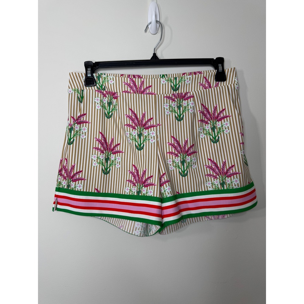 Jude Connally Mika Shorts Garden Stripe Sand Pink Floral Tan White Womens Medium
